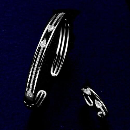 TIRIM Exquisite Arrows Bangle Ring Sets for Women Cuff Bracelet Fashion Jewelry Party Office Daily Charm Dubai Jewellry