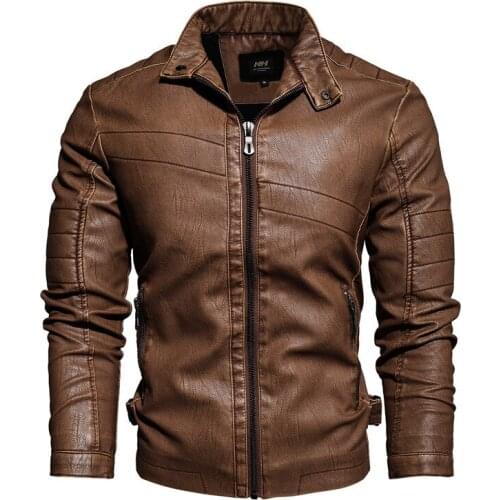 Winter Mens Leather Jacket Motorcycle PU Coat Warm Slim Outwear Male Brand Clothing Dropshipping