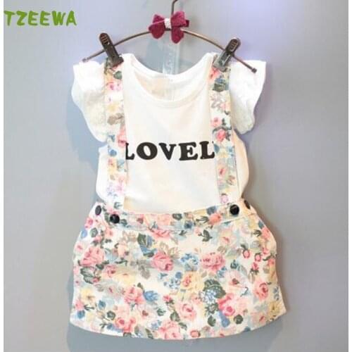 2021 Summer Baby Girl Clothing Set T-shirt +Skirt Girls Sets Suit Princess Flower Conjunto Infantil Party Girls Clothes Sets