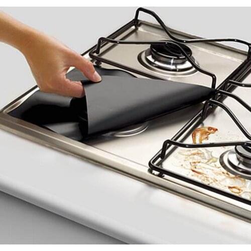 4PCS Prevent Need Clean Cooking Hab Kitchens Black & Silver Keep Gas Stove Clean 100g E