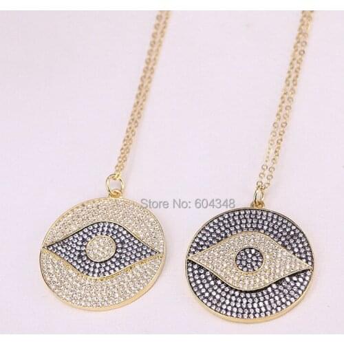 5 Strands Zyunz Fashion Eye CZ Necklace for Women Turkish Style Jewelry CZ Micro Pave Round Chain Necklace