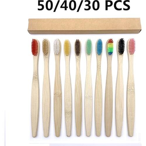 50-pack Bamboo Toothbrush Adults Soft Bristles Biodegradable Plastic-Free Toothbrushes Low Carbon Eco Bamboo Handle Brush