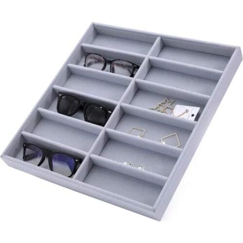 6/12 Grid Velvet Glasses Display Case Sunglasses Organizer Box Eyeglasses Eyewear Storage Case Eye Glasses Holder Container Rack