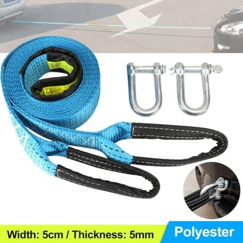 8Tons Car Towing Rope Strape Cable With U Hooks 3/4M Heavy Duty Towing Pull Rope Strap With Reflective Light Van Road Recovery