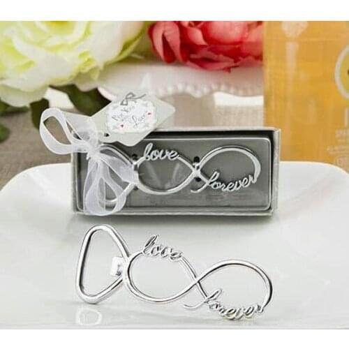 FREE SHIPPING 50pcs/Lot Love Forever"Infinity Design Silver Metal Wine Bottle Opener Wedding Anniversary Party Giveaway Gift