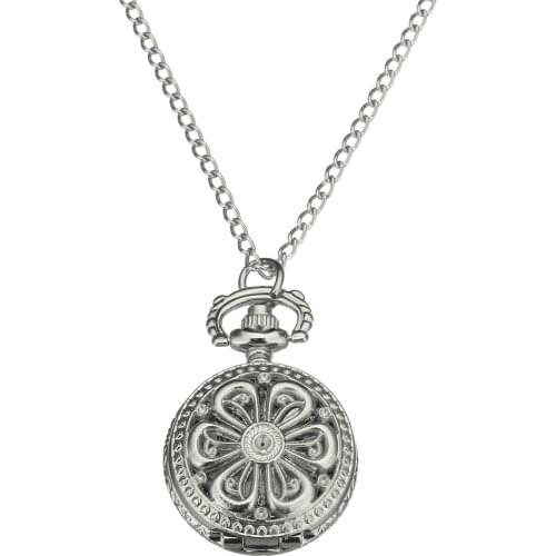 Bronze Retro Pocket & Fob Watches Fashion Necklace Quartz Watch Retro Flower Design Steampunk Necklace Clock Gift Dropshipping