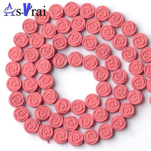 Natural Stone Rose Red Flowers Rubber Hematite Beads For Jewelry Making 6 mm Loose Spacer Beads DIY Bracelet Accessories Charms