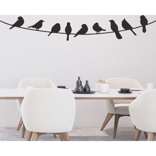 Black Solid Birds Wire Wall Stickers Restaurant Living Room Decor Home Decals For Walls Sofa Background Decorations House Mural
