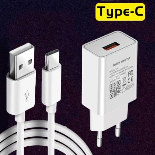 For Xiaomi Poco M3 X3 NFC F3 F2 Pro Redmi Note 10 S 9T 9 Pro Quick Charge 3.0 Fast Phone Adapter EU Plug Type-C USB Cable Cords