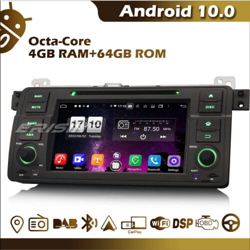 ES8746B Android 10 Octa-Core 7" Car Radio for BMW E46 Rover 75 DVD Bluetooth OBD GPS CarPlay DAB RDS WiFi 4G DSP USB TPMS Canbus