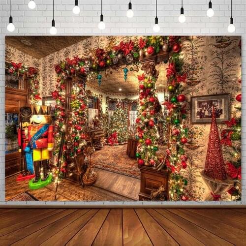 Winter Christmas Tree Backdrops Bell Toy Soldier Vintage XMAS Child Portrait Photography Background Photo Studio Photozone Decor