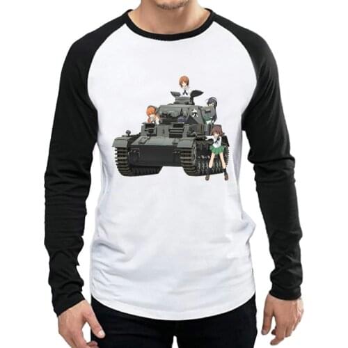 Long Sleeve GIRLS und PANZER T Shirt White Color Mens Japan Anime T-shirt Tops Tees tshirt Fashion Full Sleeve Casual Clothes