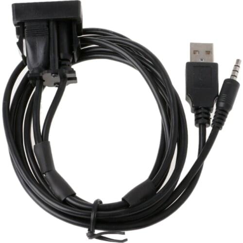 Hot New 1M Auto Car Dash Flush Mount USB Port Auto Boat 3.5mm AUX USB Extension Cable Adapter High Quality