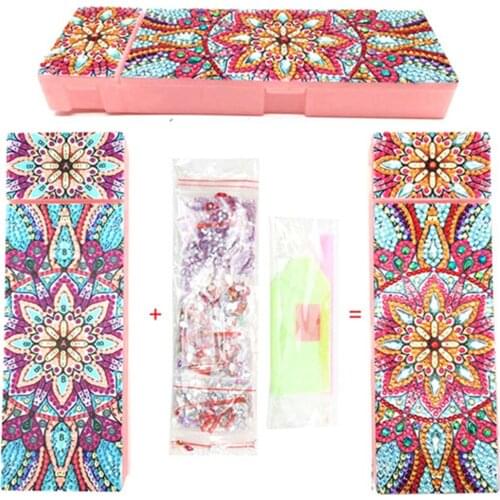 HUACAN 5D Diamond Painting Mandala Stationery Box DIY Diamond Embroidery Flowers Pencil Case Child Christmas Gift