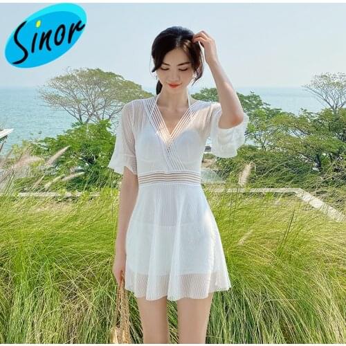 Swimsuit Womens New Style One-Piece Swimming Suit Womens Korean-Style Slim Beach Vacation Swimsuit Womens Conservative