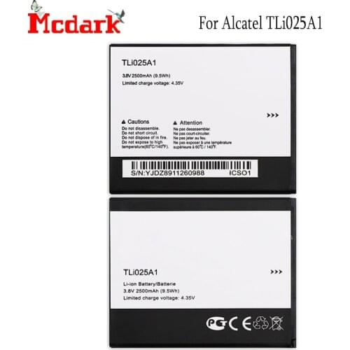 Mcdark 2500mAh TLi025A1 For Alcatel POP 4 OT-5051X OT-5051D 5051X 5051D Battery Replacement High Quality Back Up Bateria