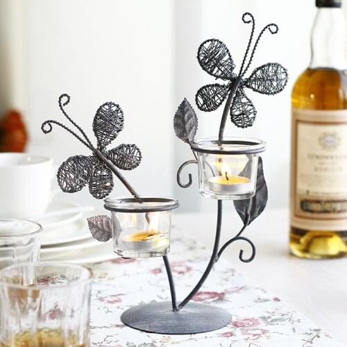 Metal Iron Candle Holders Candlestick Creative Butterfly Home Furnishing Decor Ornaments Candlelight