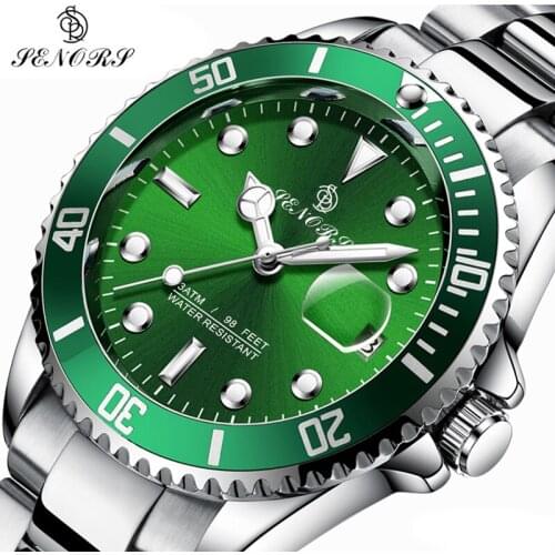 SENORS Men Automatic Mechanical Watch Fashion Luxury Business Watches Mens Stainless Steel Self-Wind Wristwatch Waterproof Clock