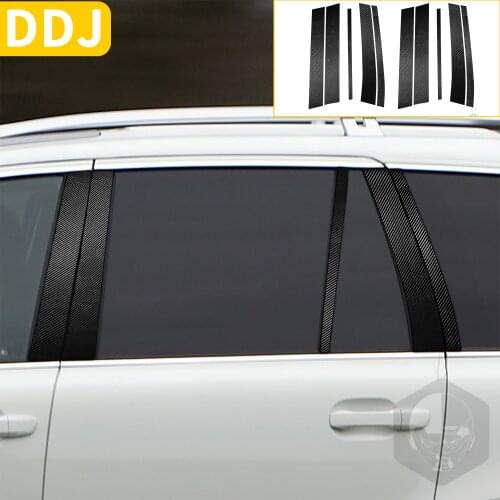 10pcs Carbon Fiber Car Door Doorpost Window Post A B C Pillar Cover Sticker Kit For Volvo XC90 2003-2014 Car Update Accessories