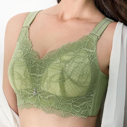 Guoenenyy Underwear womens ultra-thin, no steel ring, sexy lace, gathered, big breasts, small artifact bra