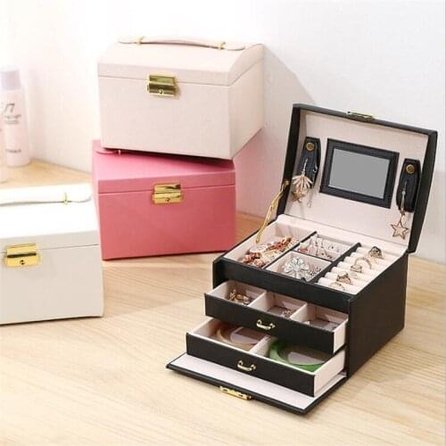 New Double Drawer Jewelry Box Rings Earrings Organizer Ear Studs Jewellry Display Stand Holder Rack Showcase Plate Storage Boxes