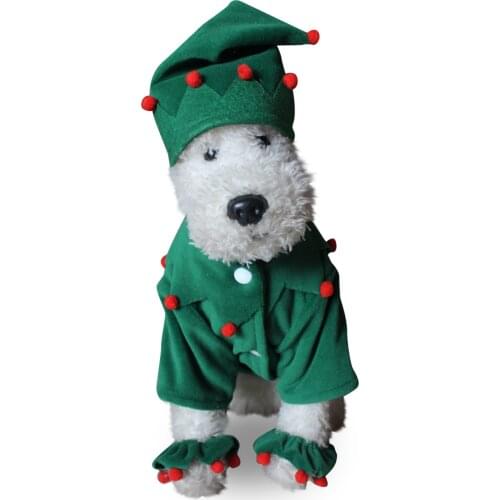 Pet Clothes Dog Christmas Funny Elf Costume Cat Role Playing Clothes Winter Pet Warm Clothes Christmas Pet Dress Up