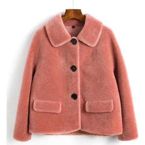 Faux Sheep fur sheared coat female single breasted newthicker wark fur coat short fur one grain fur jackets wq2381
