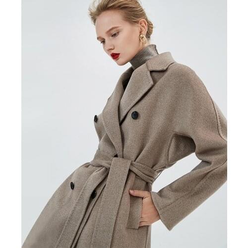 Womens winter coats dark grey Double-sided wool cashmere outwear 2019 autumn plus size ladies fashion overcoats long free ship