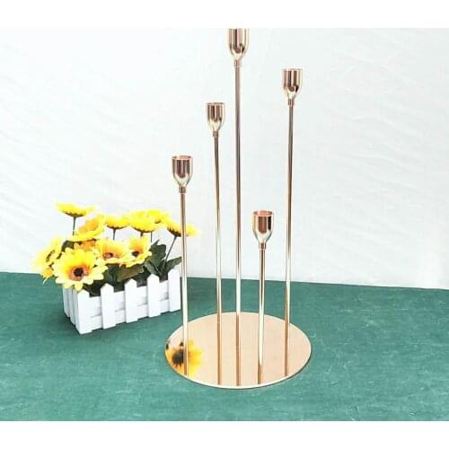 5 Heads/ Arms Metal Candlesticks Candle Holders Wedding Table Centerpieces Stand Candle Holder Candelabrum Home Party Decor