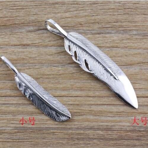 Takahashi Kagura Goros Handmade Sterling Silver Feather Pendant Simple Personality Trendy Silver Necklace Accessories Jewelry