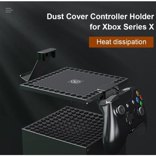 Console Dust Cover with 2 Hangers for Xbox Series X Console ABS Dust Cover with Controller Headphone Hanger Holder Mount