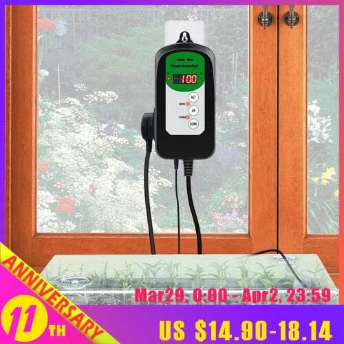 220V Temperature Humidity Control Regulator Instrument Digital Sensor Heating Pad Crawler Controller Garden Plant EU/US/UK Plug