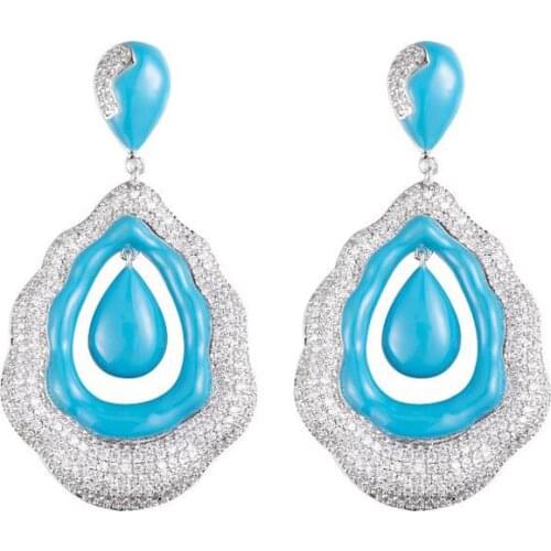 LYCOON luxury design CZ crystal dangle Earrings prong setting high qualtiy Cubic Zirconia fashion earrings Jewelry for women