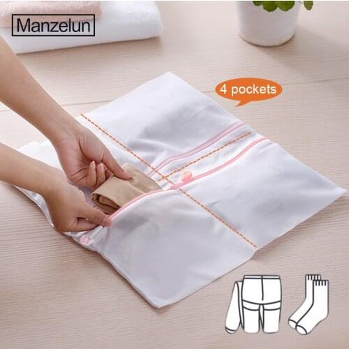 Lingerie Laundry Bag Stockings Mesh Washing Bag Laundry Nets Container 4 Pockets Underwear Socks Case for Washing Machine Bag