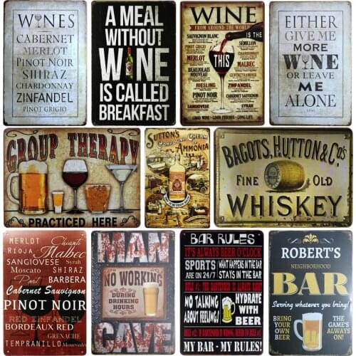 [SQ-DGLZ]WINE/Whiskey Metal Sign Bar Wall Decor Vintage Metal Crafts Home Decor Painting Plaques Art Poster