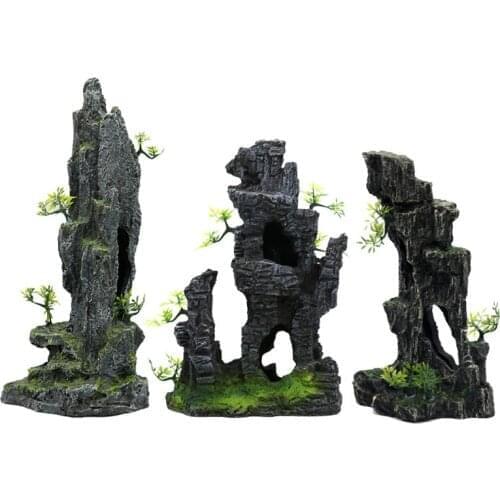 Super Large Aquarium Rockery Decoration Fish Tank Landscaping Artificial Resin Ornament Decor Aquascape Background Accessories