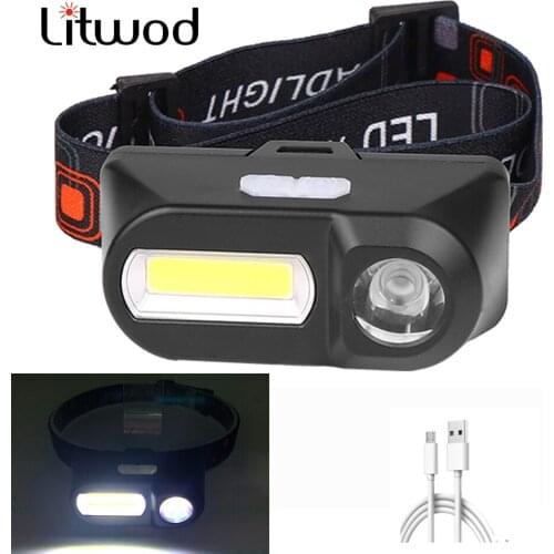 Mini LED Headlamp XPE+COB USB Rechargeable Camping Portable Head lamp Led flashlight torch Fishing Waterproof headlight