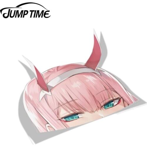 Jump Time 13cm x11.3cm Darling in the Franxx BIG HEAD Anime Car Stickers Window Vinyl Car Styling Auto Motor Decals Accessories