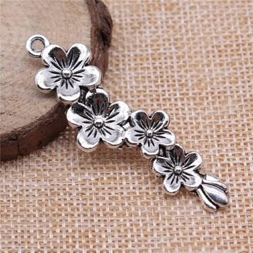 WYSIWYG 3pcs 56mm Flowers Charm Pendants DIY Jewelry Making Flowers Pendants Charm Branch Flower Branch Charm