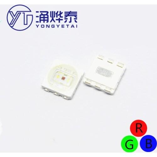 YYT 100PCS 5050 colorful red, green and blue RGB full-color square LED light-emitting diode super bright lamp beads 6Pin