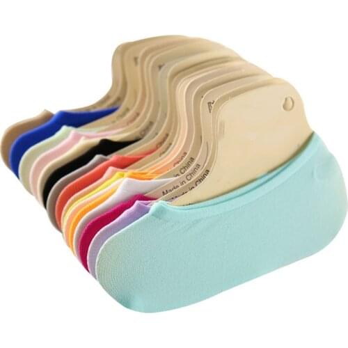 10pcs=5pairs Summer Womens Candy Color Boat Socks Girls Silicone Invisible Socks Thin Velvet Magic Silk Cute Socks Meias Sox