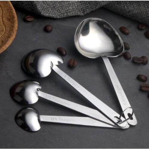 100 Set/400pcs Love Beyond Measure Heart Shaped Measuring Spoons Wedding Favors Gifts Poly Bag Packing SN3891