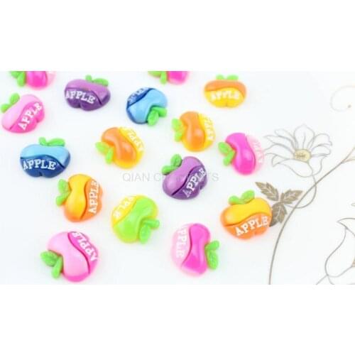 200pcs mixed cute adorable hand paint apple signature kawaii resin Cabochon Cabs 19mm kawaii apple cabs