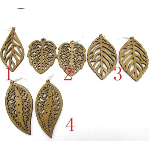 2017 Newest leaf Shape Wood Earrings can mixed shapes