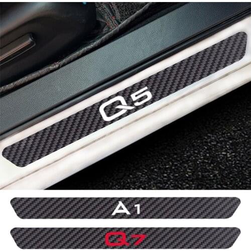 4PCS Car Door Sill Anti kick Stickers Carbon Fiber Auto Door Sticker For Audi A1 A2 A3 A4 A5 A6 A7 A8 Q2 Q3 Q4 Q5 Q7 Q8 TT