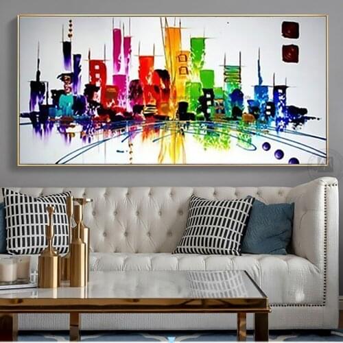 Modern Paintings Canvas pictures Living room Wall Interior wall painting New York City Landscape Knife Painting On The Wall