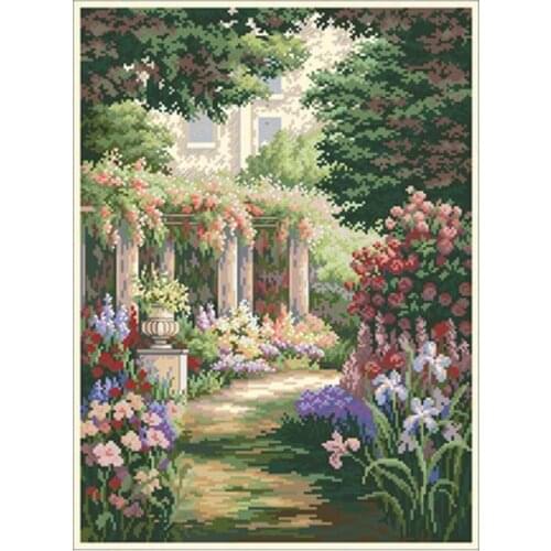 Flower Path patterns Counted Cross Stitch 11CT 14CT DIY wholesale Chinese Cross Stitch Kits Embroidery Needlework Sets