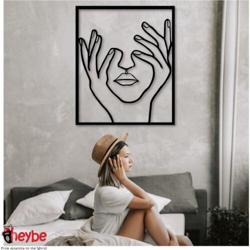 Wood Wall Art and Decoration Thinking Woman Black Color Modern Natural Home Office New 3D Creative Stylish Living Room Bedroom Kitchen Decorative 2021 Modern Quality Gift Ideas Ornament Beautiful Cute Classic