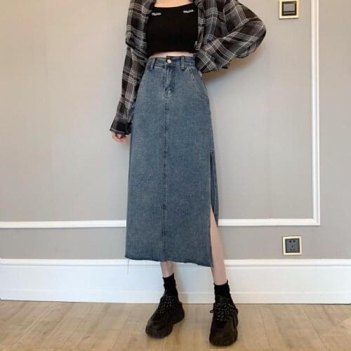 Cheap wholesale 2021 spring summer autumn new fashion casual sexy women Skirt woman female OL jean skirts long skirt Ay1346