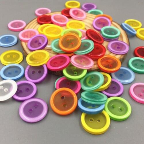 DIY 200pcs Transparent Resin Buttons Round 2-holes sewing Scrapbooking Crafts 15mm